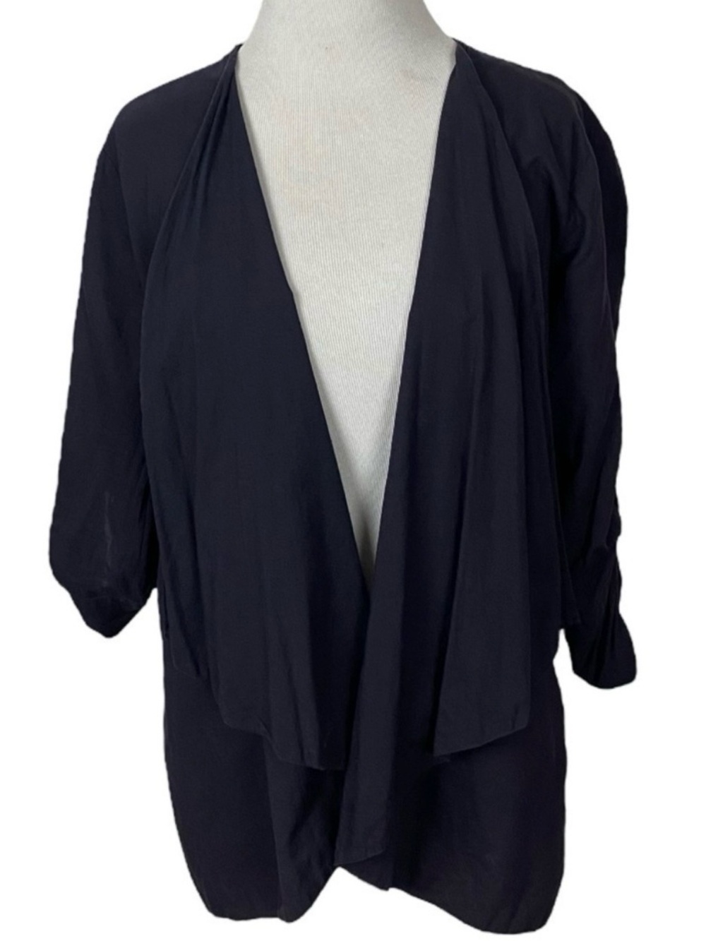 James Perse Slub Open Drape Cardigan Shirt in Black Minimalist Size Small Flowy